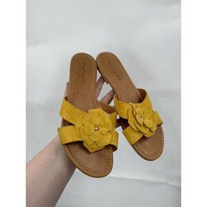 Mariela Yellow Suede Flower Women 9.5 Fairycore Bohemian Sandals